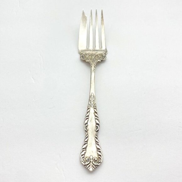 Vintage Holmes & Edwards XIV Serving Meat Fork Silver plate Ornate 7 5/8” Patina - Picture 1 of 8